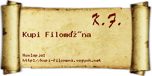 Kupi Filoména névjegykártya